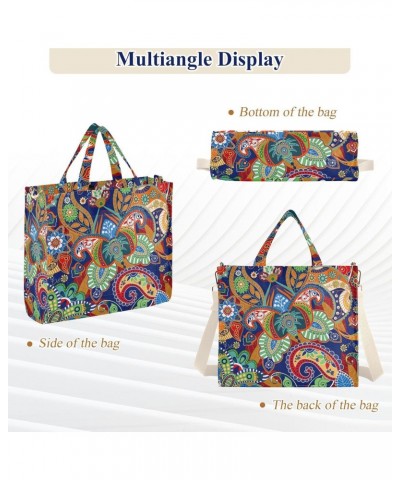 Retro India Paisley Flower Corduroy Tote Bag for Women Hobo Crossbody Bag Purse Stylish Shoulder Handbag Messenger Bags, S $1...