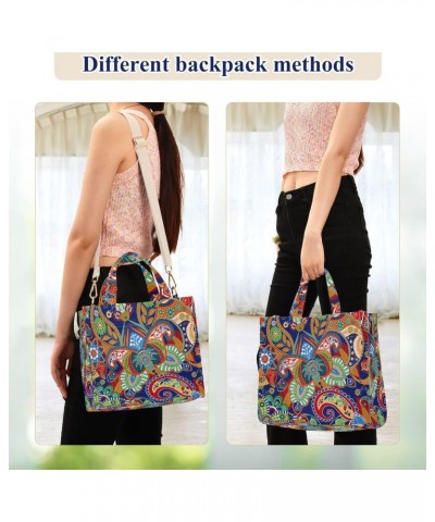 Retro India Paisley Flower Corduroy Tote Bag for Women Hobo Crossbody Bag Purse Stylish Shoulder Handbag Messenger Bags, S $1...