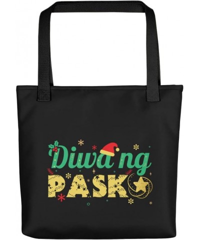 Philippines Filipino Spirit of Christmas Canvas Tote Bag 15x15" Black $21.10 Totes