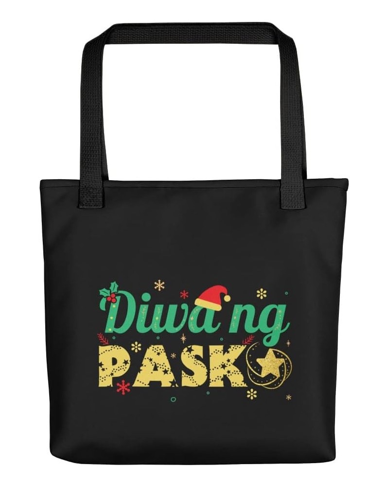 Philippines Filipino Spirit of Christmas Canvas Tote Bag 15x15" Black $21.10 Totes