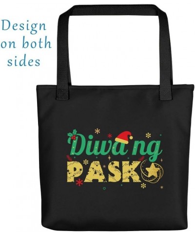 Philippines Filipino Spirit of Christmas Canvas Tote Bag 15x15" Black $21.10 Totes