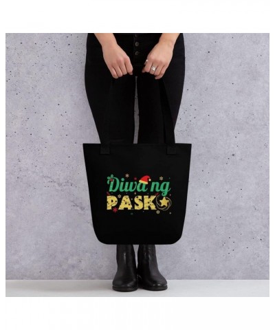 Philippines Filipino Spirit of Christmas Canvas Tote Bag 15x15" Black $21.10 Totes