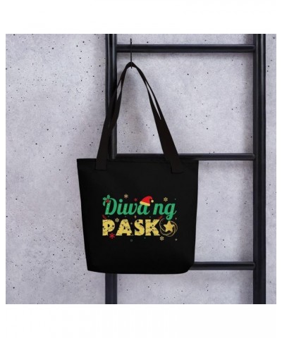 Philippines Filipino Spirit of Christmas Canvas Tote Bag 15x15" Black $21.10 Totes