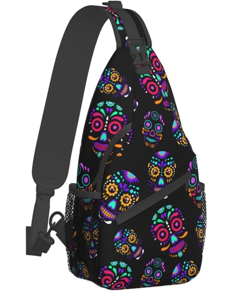 Cool Sling Backpack for Men Women, Multipurpose Crossbody Shoulder Bag Compatible with Watercolor Tropical Peach Leaves Flowe...