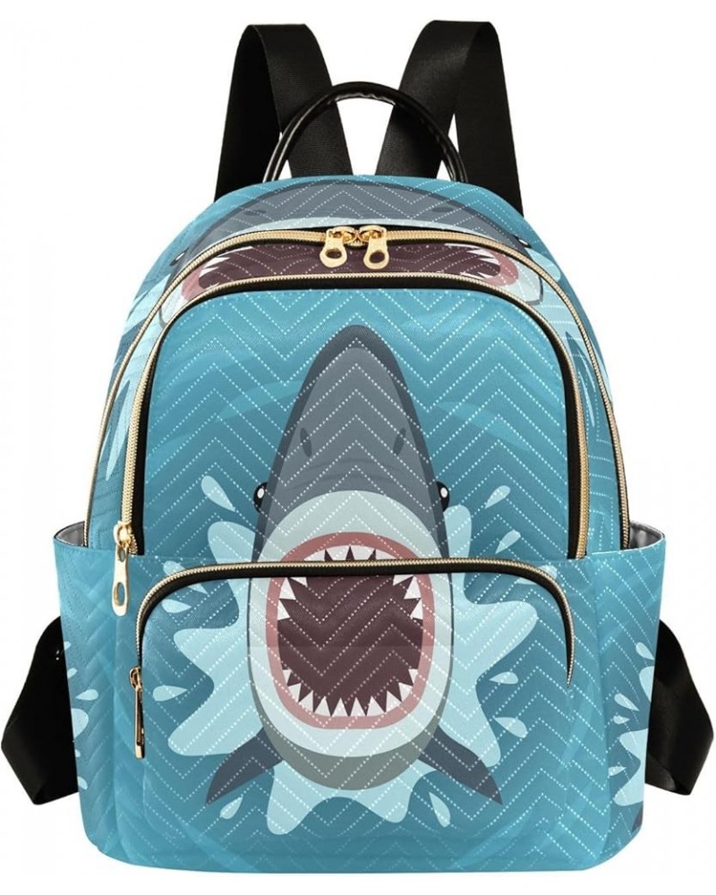 Shark Teeth Water Women Backpack Purse Ladies Fashion Shoulder Bag Daypack Travel Bag 10L Medium $14.00 Backpacks