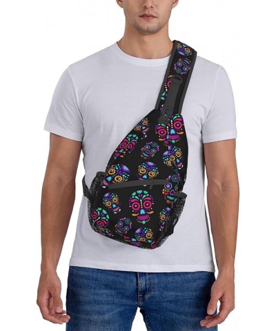 Cool Sling Backpack for Men Women, Multipurpose Crossbody Shoulder Bag Compatible with Watercolor Tropical Peach Leaves Flowe...