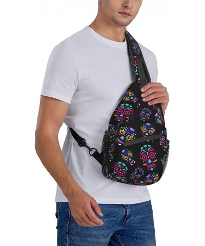 Cool Sling Backpack for Men Women, Multipurpose Crossbody Shoulder Bag Compatible with Watercolor Tropical Peach Leaves Flowe...