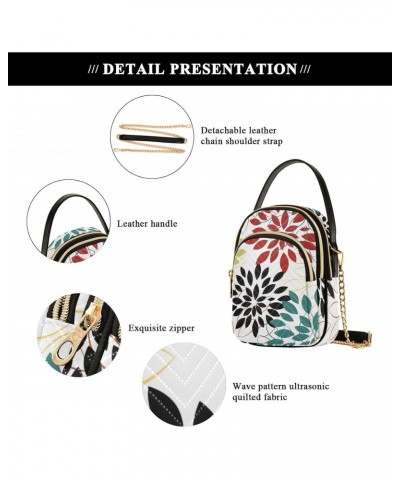 Colorful Flowers Crossbody Bag for Women Cell Phone Purse Wallet with Removable Chain Shoulder Handbag for Work Phone Travel ...