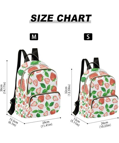 Women Backpack Spring Fresh Strawberry Green Leaves Anti-Theft Travel Backpack with Luggage Belt Lightweight Handbag Lady Pur...