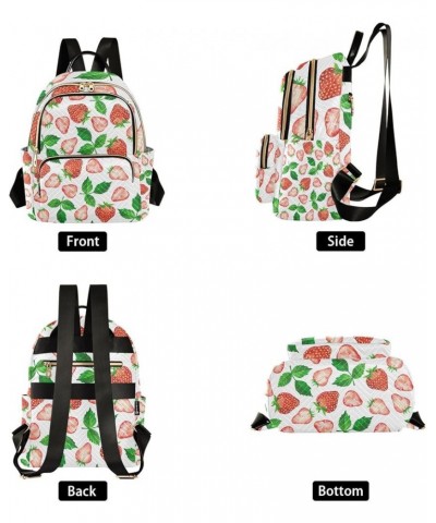 Women Backpack Spring Fresh Strawberry Green Leaves Anti-Theft Travel Backpack with Luggage Belt Lightweight Handbag Lady Pur...