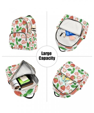 Women Backpack Spring Fresh Strawberry Green Leaves Anti-Theft Travel Backpack with Luggage Belt Lightweight Handbag Lady Pur...