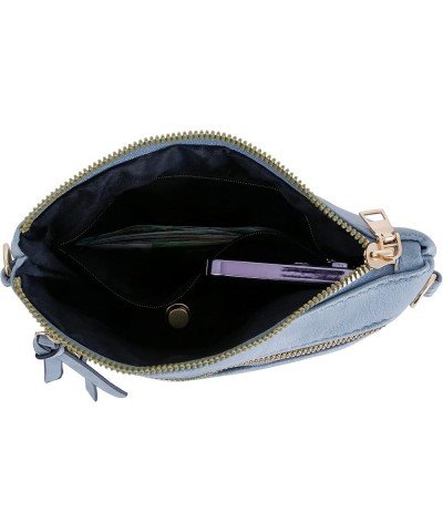 Essential Casual Functional Multi Pocket Double Zipper Crossbody Purse Bag Shoulder Bag for Women Blue $10.79 Crossbody Bags