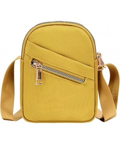 Small Crossbody Oxford Cell Phone Bag Purse for Women Adjustable Shoulder Travel Handbag Wallet Yellow $10.44 Crossbody Bags