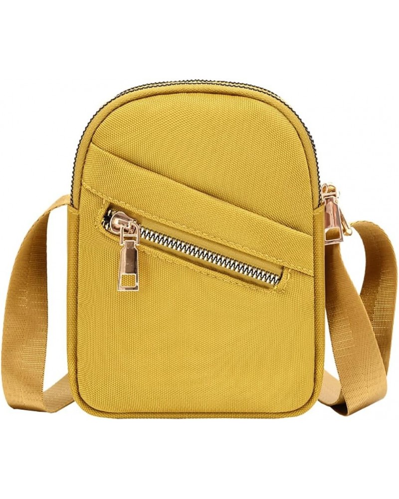 Small Crossbody Oxford Cell Phone Bag Purse for Women Adjustable Shoulder Travel Handbag Wallet Yellow $10.44 Crossbody Bags