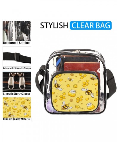 Bee Honey Clear Crossbody Bag Stadiums Approved Clear Messenger Shoulder Bag with Adjustable Strap for Work, Travel, Concerts...