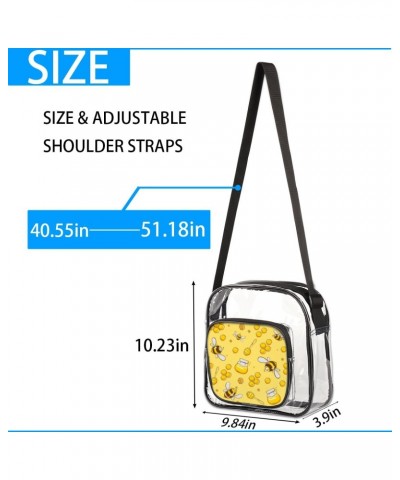 Bee Honey Clear Crossbody Bag Stadiums Approved Clear Messenger Shoulder Bag with Adjustable Strap for Work, Travel, Concerts...