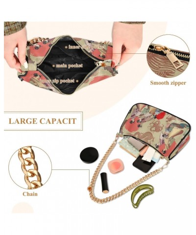 Japanese Dragon Geisha Small Chain Shoulder Bag for Women Travel Hobo Tote Handbag Clutch Purse with Zipper $12.90 Totes