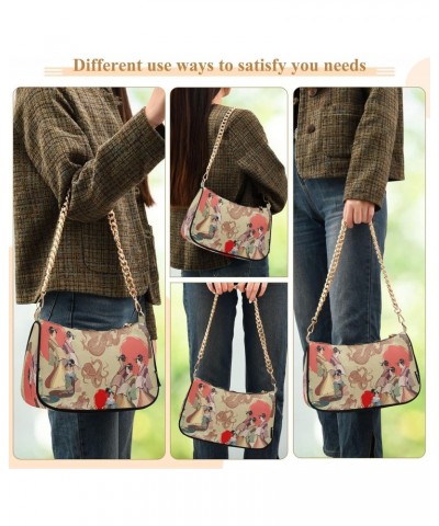 Japanese Dragon Geisha Small Chain Shoulder Bag for Women Travel Hobo Tote Handbag Clutch Purse with Zipper $12.90 Totes