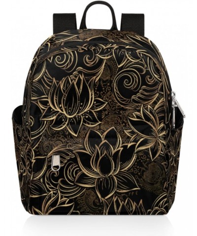 Luxurious Lotus Flower Mini Backpack Purse for Women, Black Small Fashion Daypack Lightweight, Cute Casual Travel Bag $20.89 ...