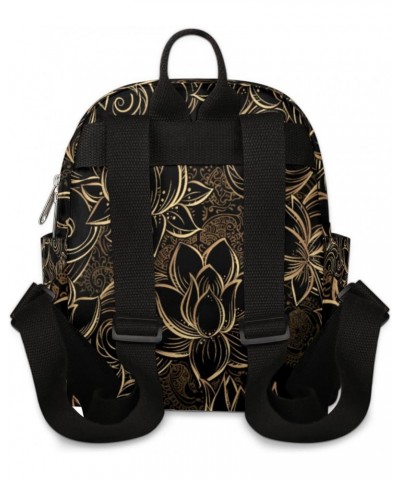 Luxurious Lotus Flower Mini Backpack Purse for Women, Black Small Fashion Daypack Lightweight, Cute Casual Travel Bag $20.89 ...