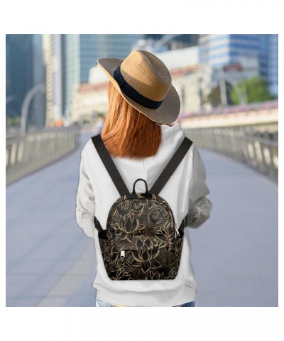 Luxurious Lotus Flower Mini Backpack Purse for Women, Black Small Fashion Daypack Lightweight, Cute Casual Travel Bag $20.89 ...