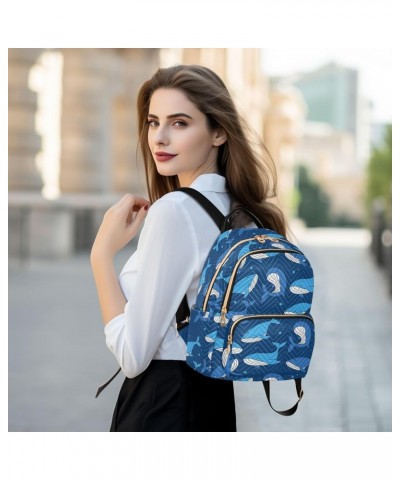 Mini Backpack for Women, Whales Dark Blue Travel Backpack Purse for Ladies, Small Bookbag Daypack Shoulder Bag M Multi1241 Me...