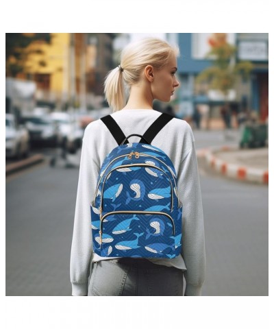 Mini Backpack for Women, Whales Dark Blue Travel Backpack Purse for Ladies, Small Bookbag Daypack Shoulder Bag M Multi1241 Me...