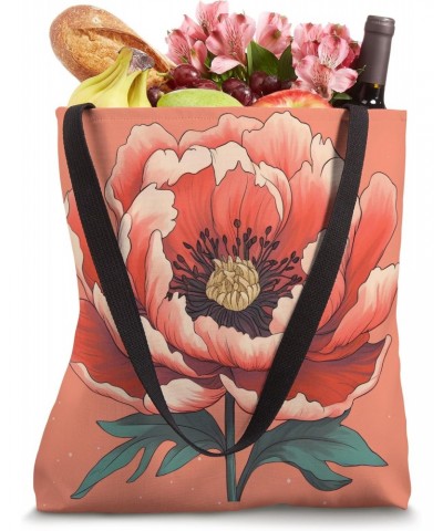 Elegant Peony Blossom Floral Coral Peony Flower Tote Bag $13.21 Totes