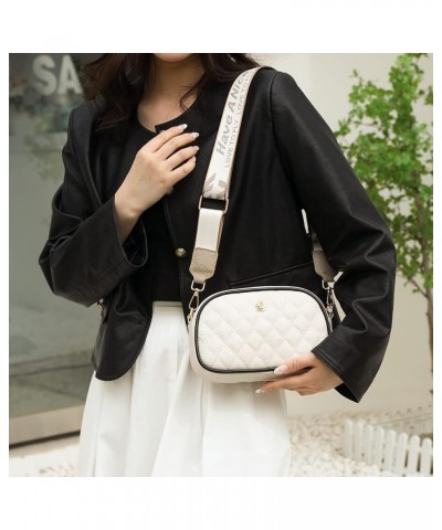 Women Shoulder Bag Fashion Genuine Leather Camera Purse Simple Wide Guitar Strap Casual Elegant Messenger Bags Beige $10.37 S...