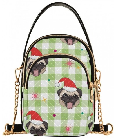 Christmas Dog Green Buffalo Plaid Crossbody Bag for Women Cell Phone Purse Wallet with Removable Chain Shoulder Handbag for W...