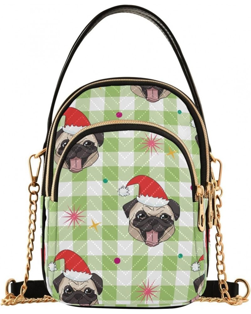 Christmas Dog Green Buffalo Plaid Crossbody Bag for Women Cell Phone Purse Wallet with Removable Chain Shoulder Handbag for W...