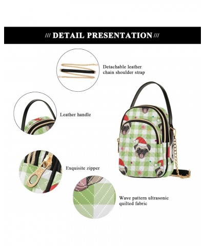 Christmas Dog Green Buffalo Plaid Crossbody Bag for Women Cell Phone Purse Wallet with Removable Chain Shoulder Handbag for W...