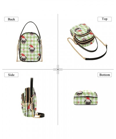 Christmas Dog Green Buffalo Plaid Crossbody Bag for Women Cell Phone Purse Wallet with Removable Chain Shoulder Handbag for W...