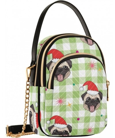 Christmas Dog Green Buffalo Plaid Crossbody Bag for Women Cell Phone Purse Wallet with Removable Chain Shoulder Handbag for W...