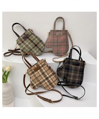 Unique Design Tote Bag Autumn Winter New Plaid Woolen Gloves Diagonal Shoulder Bag Fashion Women Fabric Crossbody Bag Pink $1...