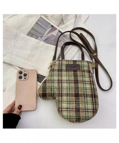 Unique Design Tote Bag Autumn Winter New Plaid Woolen Gloves Diagonal Shoulder Bag Fashion Women Fabric Crossbody Bag Pink $1...