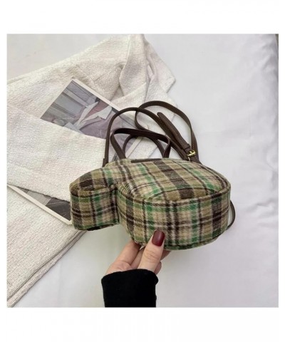 Unique Design Tote Bag Autumn Winter New Plaid Woolen Gloves Diagonal Shoulder Bag Fashion Women Fabric Crossbody Bag Pink $1...