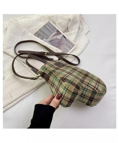 Unique Design Tote Bag Autumn Winter New Plaid Woolen Gloves Diagonal Shoulder Bag Fashion Women Fabric Crossbody Bag Pink $1...