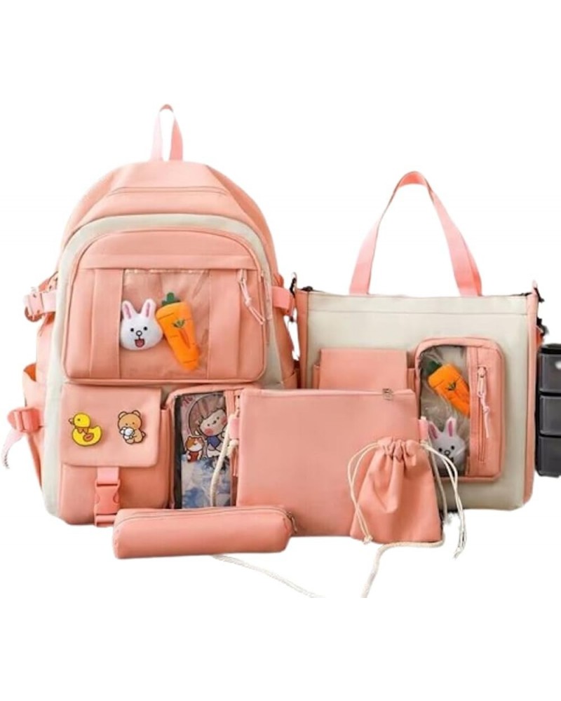 Kawaii Backpack with Badges and Bear Accessories Aesthetic Cute Harajuku Itabag (Backpack Only,Blue) 5pcs Pink $17.09 Backpacks