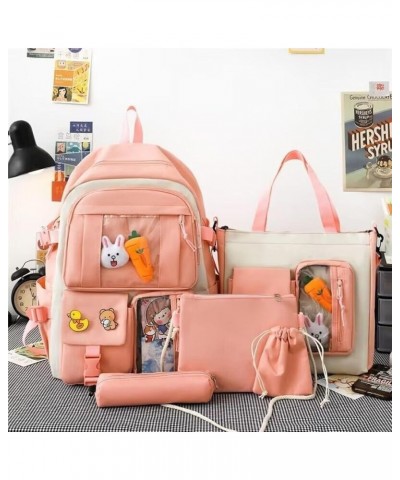 Kawaii Backpack with Badges and Bear Accessories Aesthetic Cute Harajuku Itabag (Backpack Only,Blue) 5pcs Pink $17.09 Backpacks