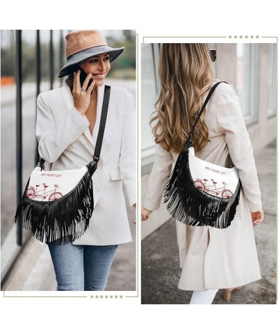 Women Fringe Tassel Cross Body Bag Valentine's Day Decor Leisure Shoulder Bag Color380 $10.84 Crossbody Bags