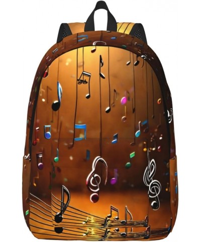 Music Note Print Casual Double Shoulder Daypack,Anti-Theft Travel Canvas Backpack For Men And Women Black Medium $25.53 Backp...