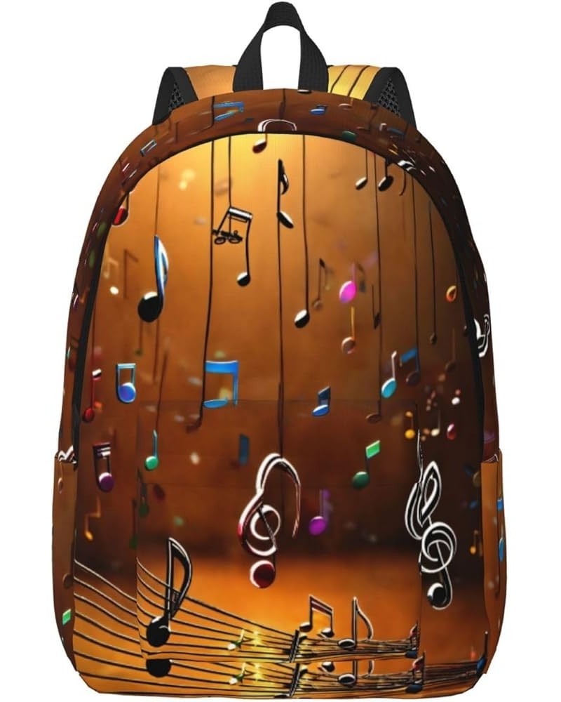 Music Note Print Casual Double Shoulder Daypack,Anti-Theft Travel Canvas Backpack For Men And Women Black Medium $25.53 Backp...