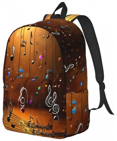 Music Note Print Casual Double Shoulder Daypack,Anti-Theft Travel Canvas Backpack For Men And Women Black Medium $25.53 Backp...