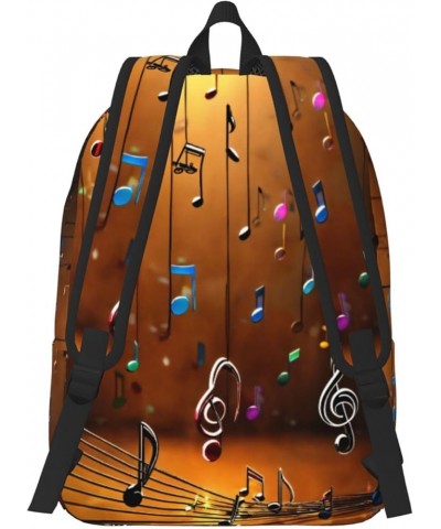 Music Note Print Casual Double Shoulder Daypack,Anti-Theft Travel Canvas Backpack For Men And Women Black Medium $25.53 Backp...