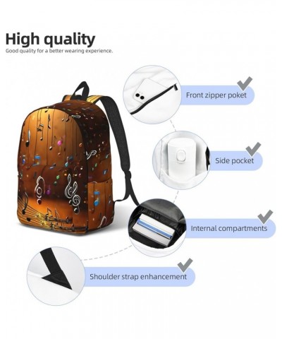 Music Note Print Casual Double Shoulder Daypack,Anti-Theft Travel Canvas Backpack For Men And Women Black Medium $25.53 Backp...