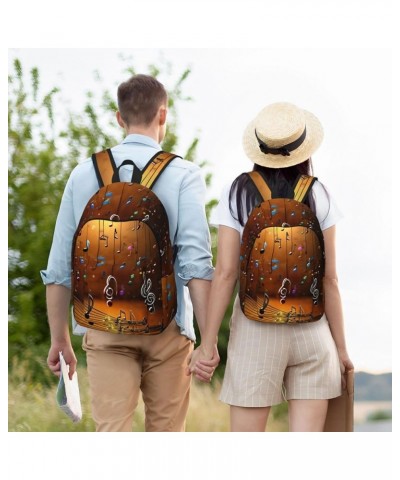 Music Note Print Casual Double Shoulder Daypack,Anti-Theft Travel Canvas Backpack For Men And Women Black Medium $25.53 Backp...