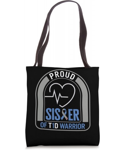 Diabetes Awareness Proud Sister Of T1D Warrior Ribbon Heart Tote Bag $17.59 Totes