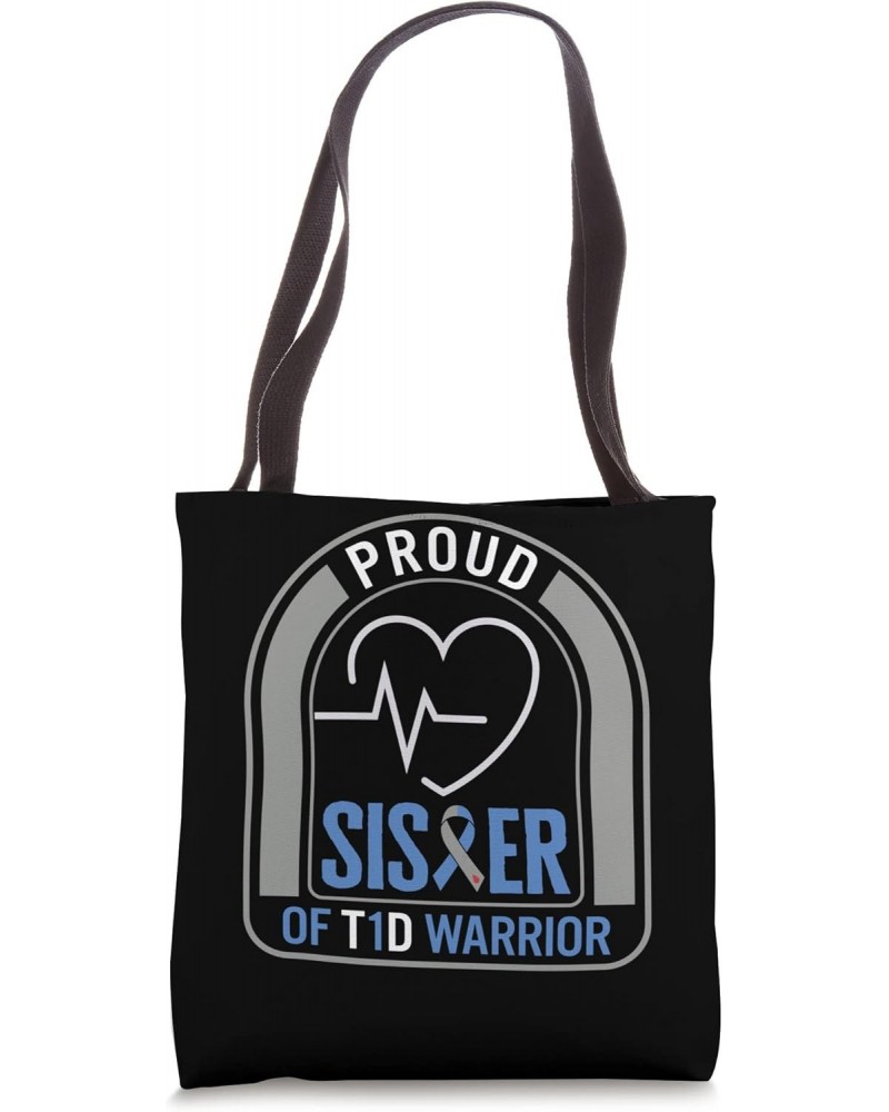 Diabetes Awareness Proud Sister Of T1D Warrior Ribbon Heart Tote Bag $17.59 Totes