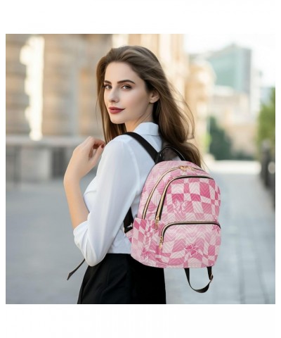 Pink Butterfly Plaid Fashion Travel Backpack for Women Multi Pockets Lightweight Purse for Women-M Multicolor Medium $19.59 B...